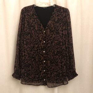 West Kei Leopard Long Sleeve Blouse